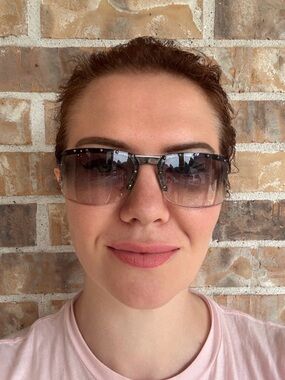 Gucci GG 1827/S Shield Green with Studs Purple Gradient Sunglasses, Y2K, Italy